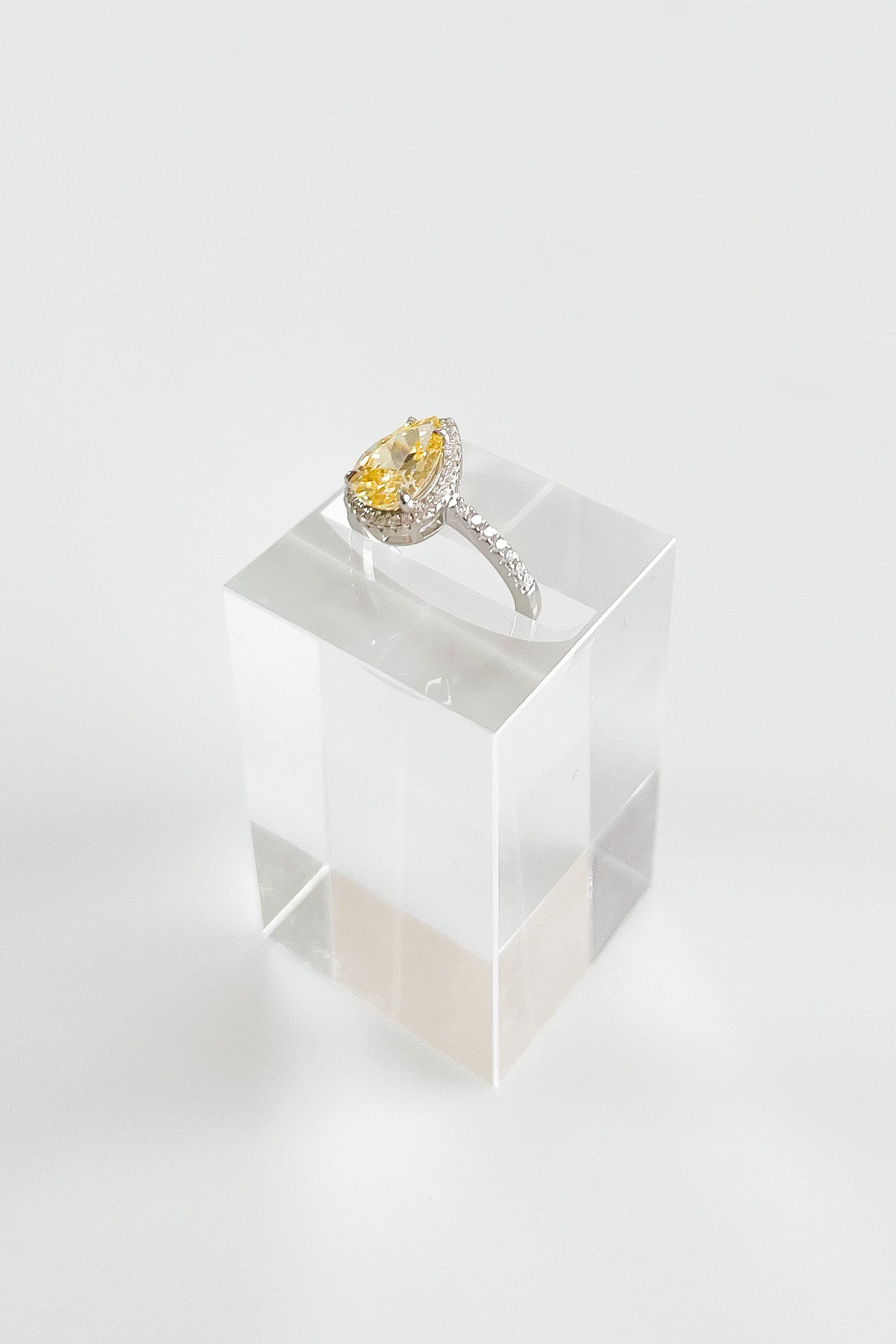 Sterling Silver Canary Pear Halo Ring-230 Jewelry-NYC-Coastal Bloom Boutique, find the trendiest versions of the popular styles and looks Located in Indialantic, FL