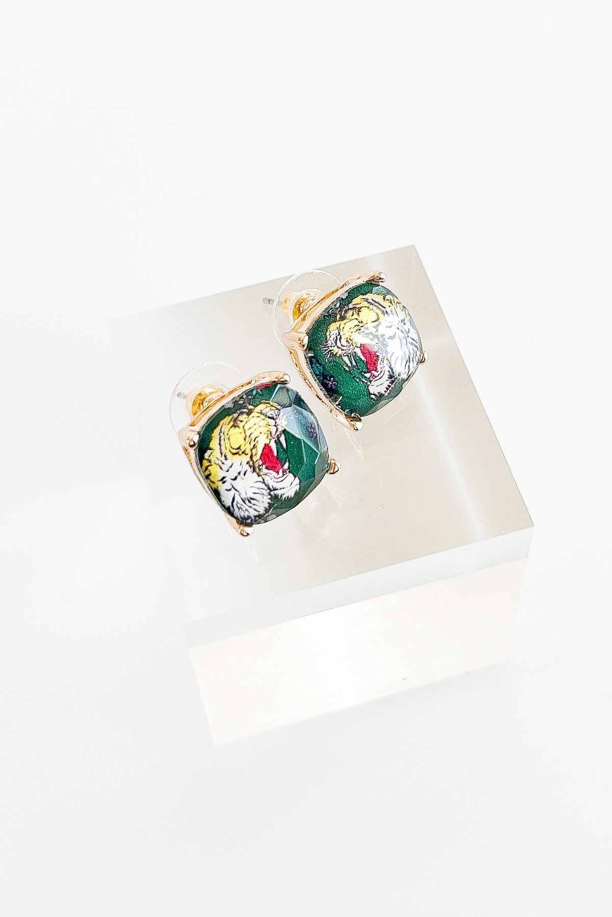Fierce Green Enamel Earrings-230 Jewelry-Golden Stella-Coastal Bloom Boutique, find the trendiest versions of the popular styles and looks Located in Indialantic, FL