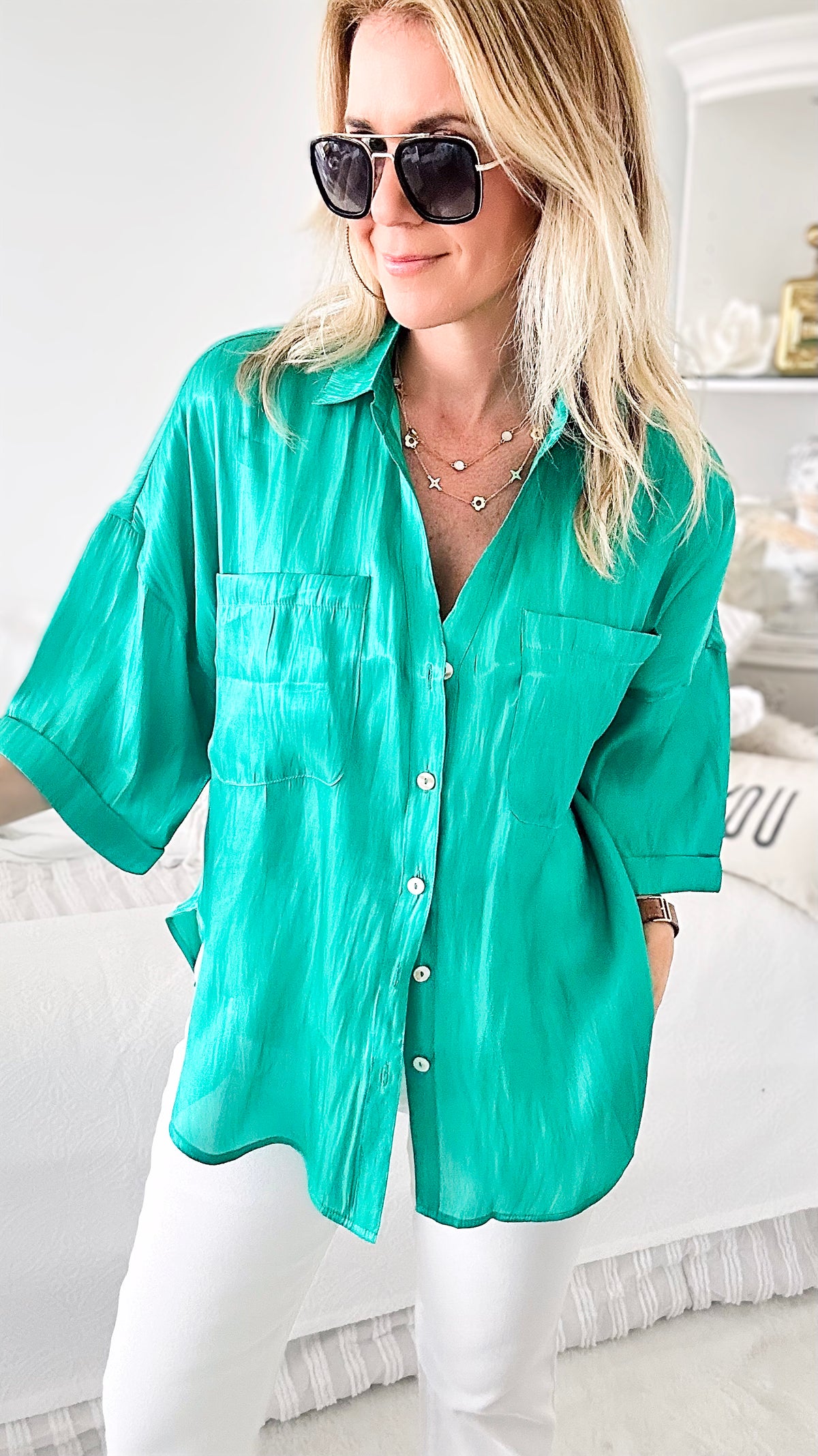 Ibiza Shirt Top-110 short Sleeve Top-DAVI & DANI-Coastal Bloom Boutique, find the trendiest versions of the popular styles and looks Located in Indialantic, FL