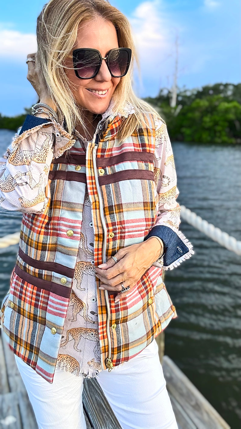 Plaid Rosey Vest-160 Jackets-DIZZY-LIZZIE-Coastal Bloom Boutique, find the trendiest versions of the popular styles and looks Located in Indialantic, FL