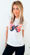 Vibrant Butterfly Printed T-Shirt-110 Short Sleeve Tops-On Twelfth-Coastal Bloom Boutique, find the trendiest versions of the popular styles and looks Located in Indialantic, FL
