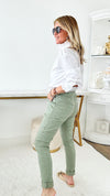 Love Endures Italian Jogger - Sage-180 Joggers-Yolly-Coastal Bloom Boutique, find the trendiest versions of the popular styles and looks Located in Indialantic, FL