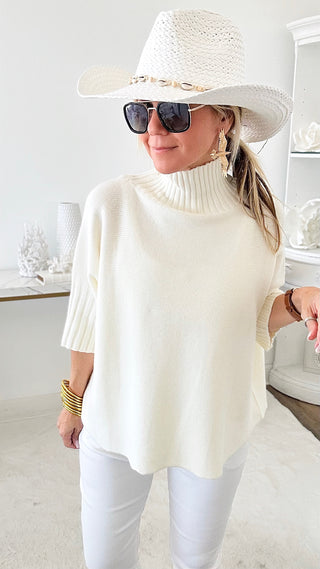 Break Free Italian Sweater Top - Ivory-140 Sweaters-Italianissimo-Coastal Bloom Boutique, find the trendiest versions of the popular styles and looks Located in Indialantic, FL