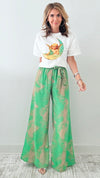 Royal Palm Tie Waist Wide Leg Pants-170 Bottoms-TYCHE-Coastal Bloom Boutique, find the trendiest versions of the popular styles and looks Located in Indialantic, FL