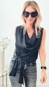 Cowl Neck Chic Blouse - Black-100 Sleeveless Tops-she+sky-Coastal Bloom Boutique, find the trendiest versions of the popular styles and looks Located in Indialantic, FL