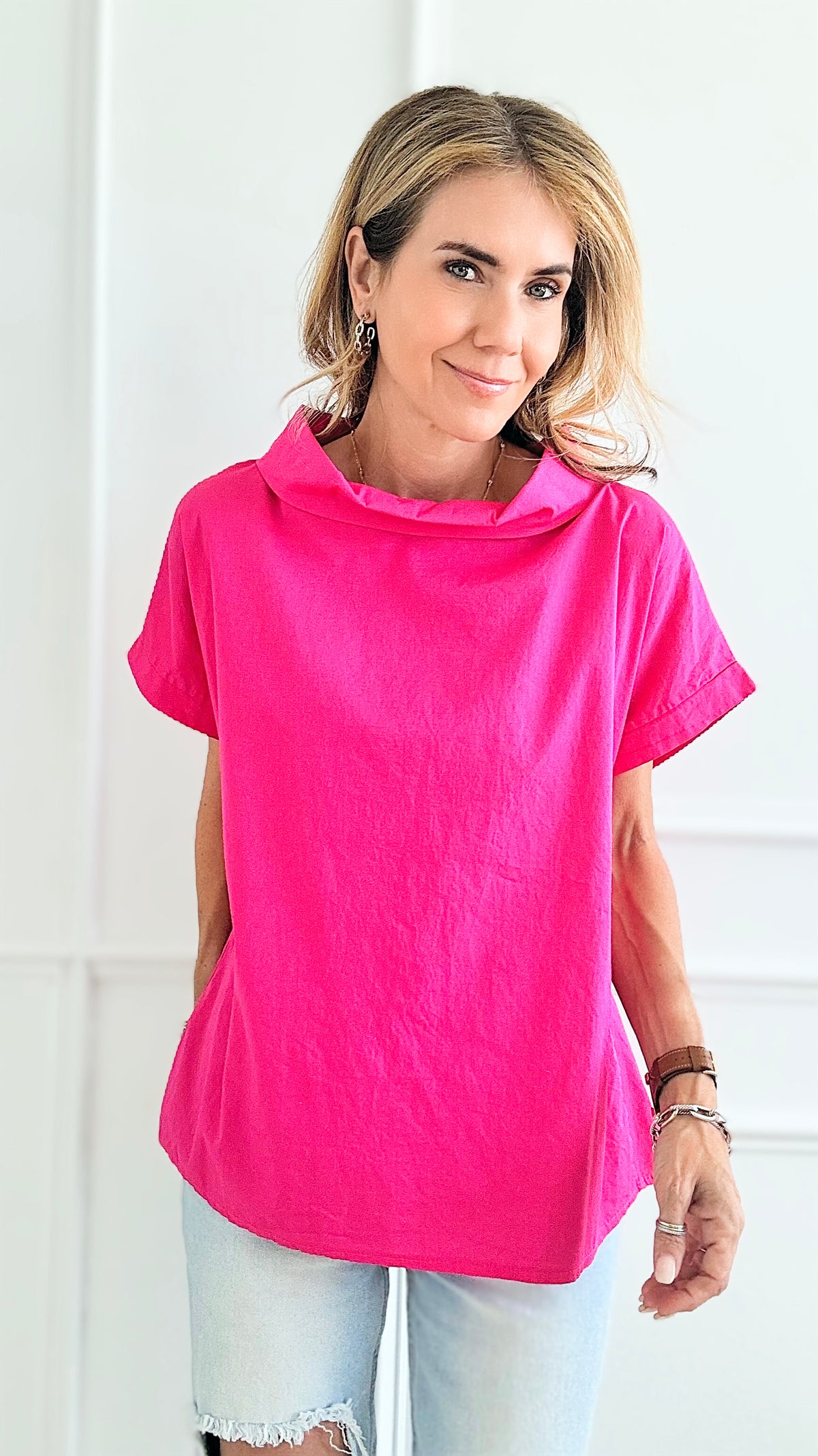 Everyday Jackie Italian Top - Hot Pink-170 Bottoms-Italianissimo-Coastal Bloom Boutique, find the trendiest versions of the popular styles and looks Located in Indialantic, FL