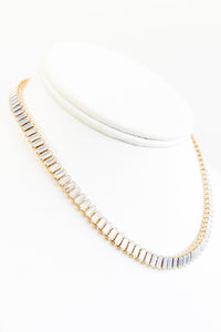 CZ Baguette Necklace - White Opal-230 Jewelry-Golden Stella-Coastal Bloom Boutique, find the trendiest versions of the popular styles and looks Located in Indialantic, FL
