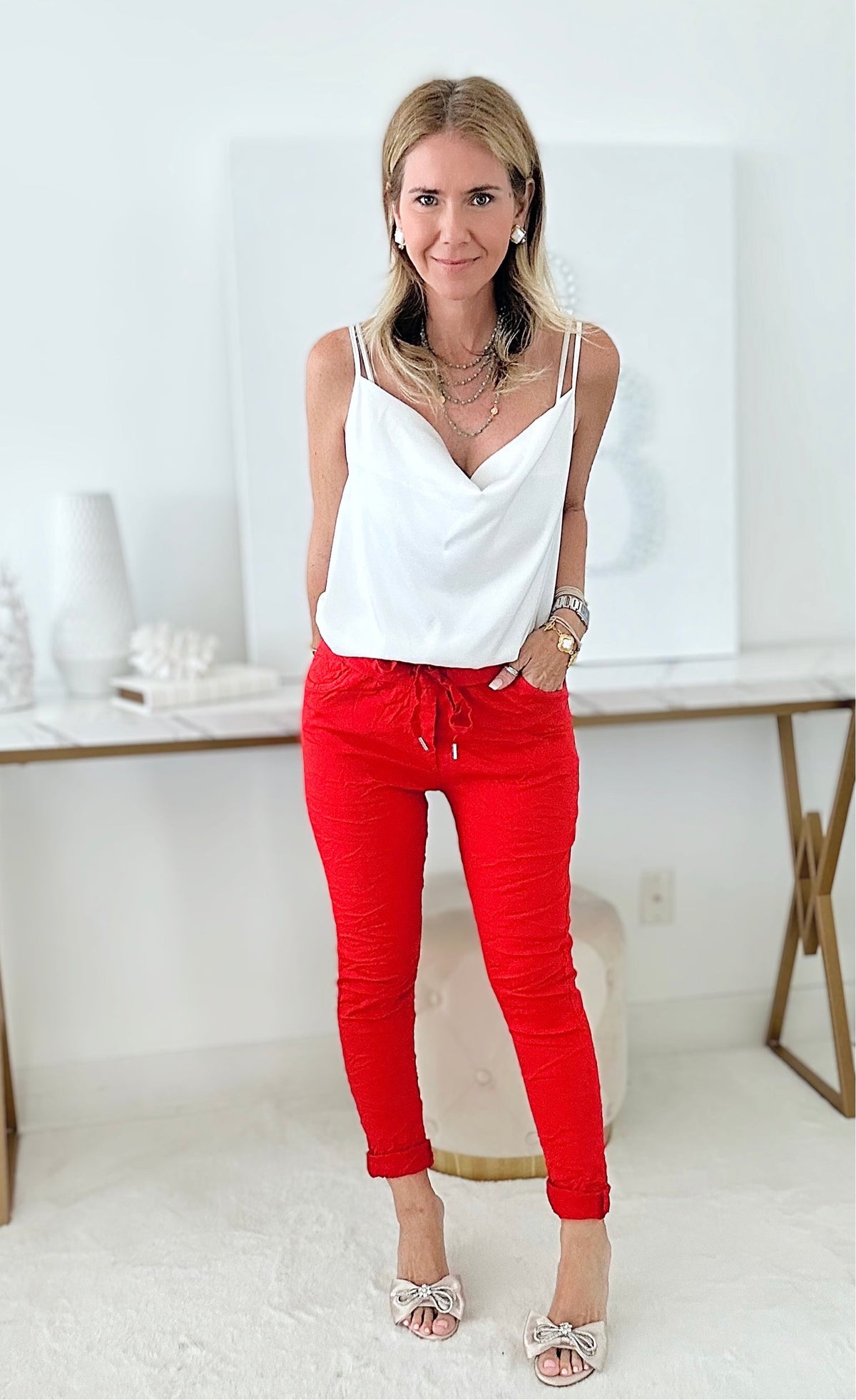 Love Endures Italian Jogger - Red-180 Joggers-Italianissimo-Coastal Bloom Boutique, find the trendiest versions of the popular styles and looks Located in Indialantic, FL