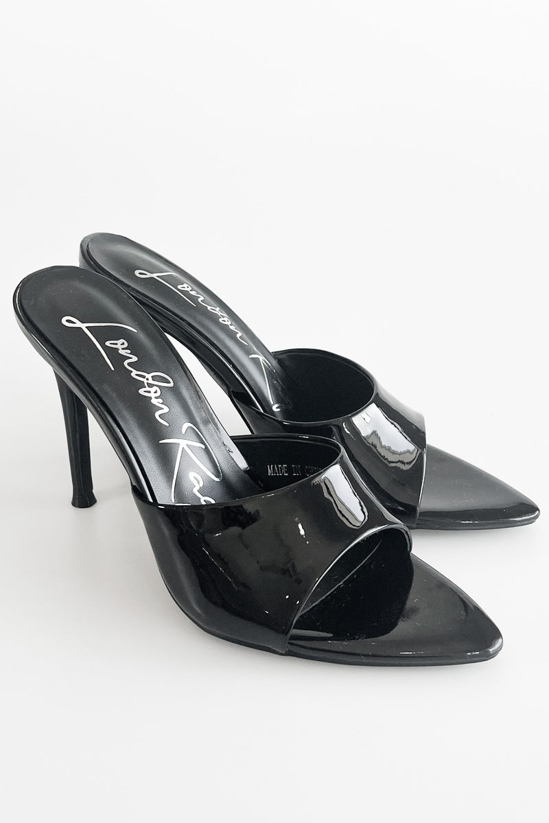 Shiny Pointed High Heel Sandal - Black-250 Shoes-RagCompany-Coastal Bloom Boutique, find the trendiest versions of the popular styles and looks Located in Indialantic, FL