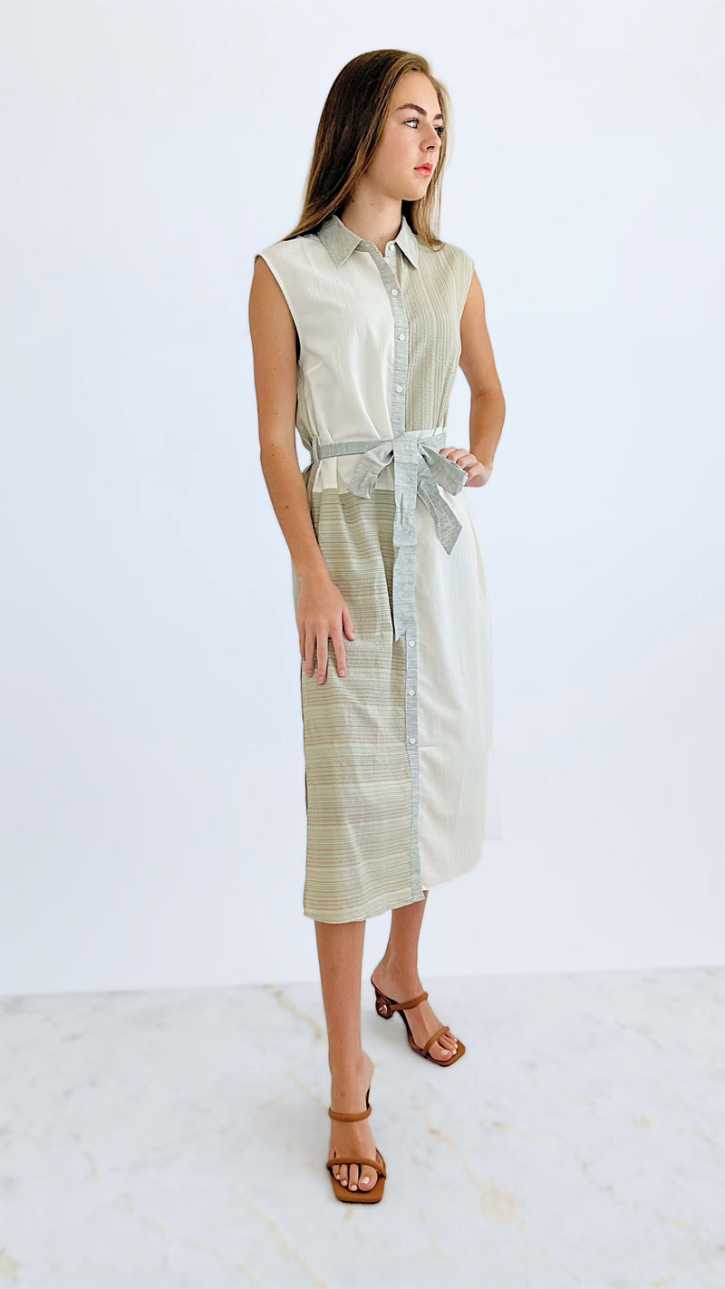 Blurred Lines Button Up Dress-200 Dresses/Jumpsuits/Rompers-Rousseau-Coastal Bloom Boutique, find the trendiest versions of the popular styles and looks Located in Indialantic, FL