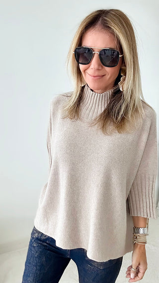 Break Free Italian Sweater Top - Sand-140 Sweaters-Italianissimo-Coastal Bloom Boutique, find the trendiest versions of the popular styles and looks Located in Indialantic, FL