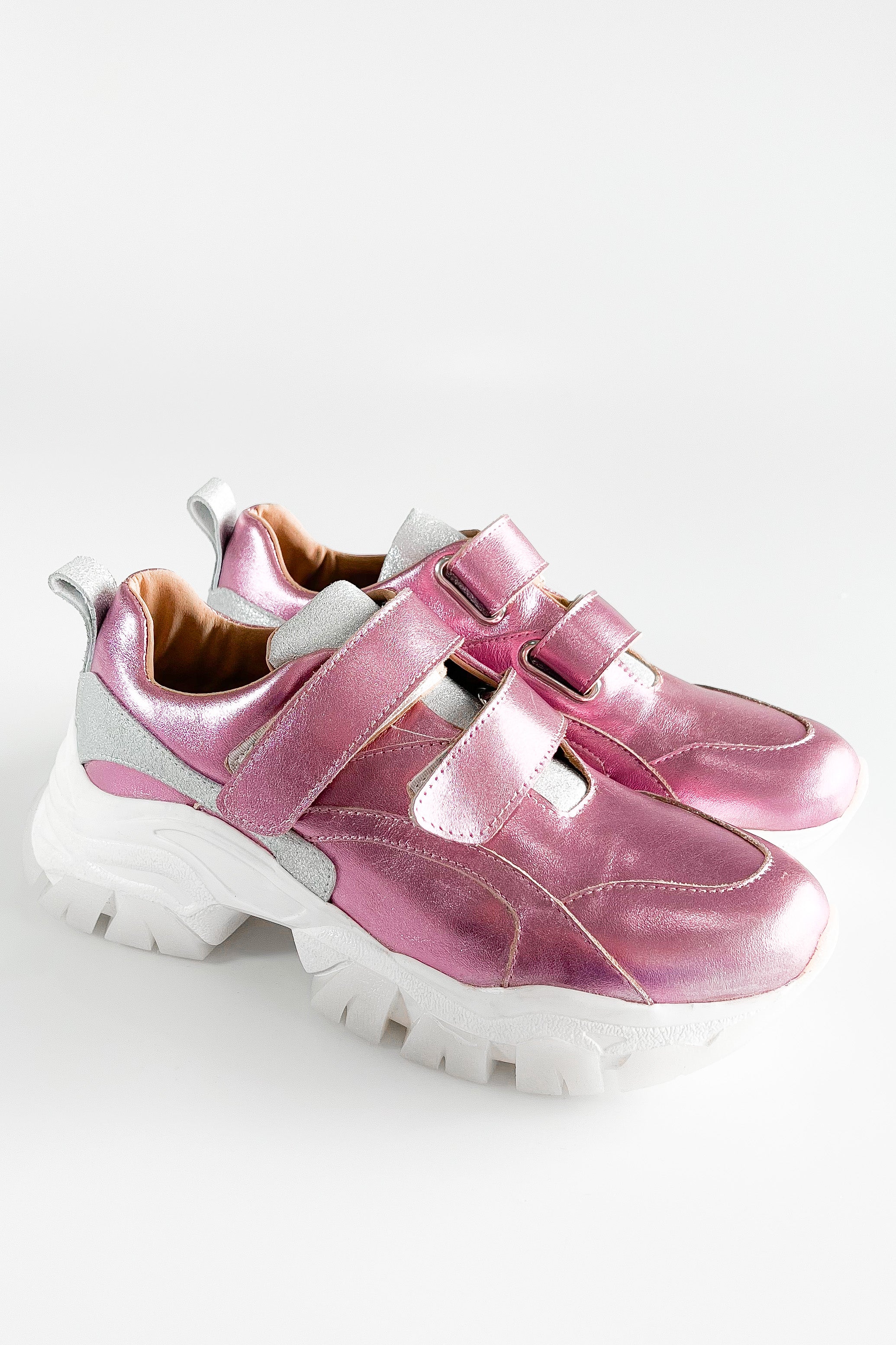 Genuine Leather CB Exclusive Velcro Sneakers - Metal Pink/Silver-250 Shoes-PMK Shoes-Coastal Bloom Boutique, find the trendiest versions of the popular styles and looks Located in Indialantic, FL