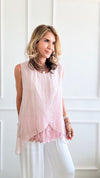 Sheer Sophistication Italian Top - Blush-110 Short Sleeve Tops-Italianissimo-Coastal Bloom Boutique, find the trendiest versions of the popular styles and looks Located in Indialantic, FL