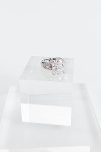 PRE ORDER-Sterling Silver Emerald Cut CZ Pearl Ring-230 Jewelry-NYC-Coastal Bloom Boutique, find the trendiest versions of the popular styles and looks Located in Indialantic, FL