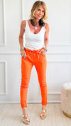 Love Endures Italian Joggers - Orange-180 Joggers-Germany-Coastal Bloom Boutique, find the trendiest versions of the popular styles and looks Located in Indialantic, FL