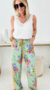 Floral Versailles Pant - Teal-170 Bottoms-Aratta-Coastal Bloom Boutique, find the trendiest versions of the popular styles and looks Located in Indialantic, FL
