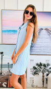 Swiss Dot Detailed Sleeveless Dress-Ice Blue-200 dresses/jumpsuits/rompers-Rousseau-Coastal Bloom Boutique, find the trendiest versions of the popular styles and looks Located in Indialantic, FL