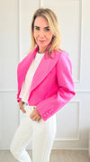 Sequins Striped Cropped Plunged Blazer-150 Cardigans/Layers-LA ROS-Coastal Bloom Boutique, find the trendiest versions of the popular styles and looks Located in Indialantic, FL
