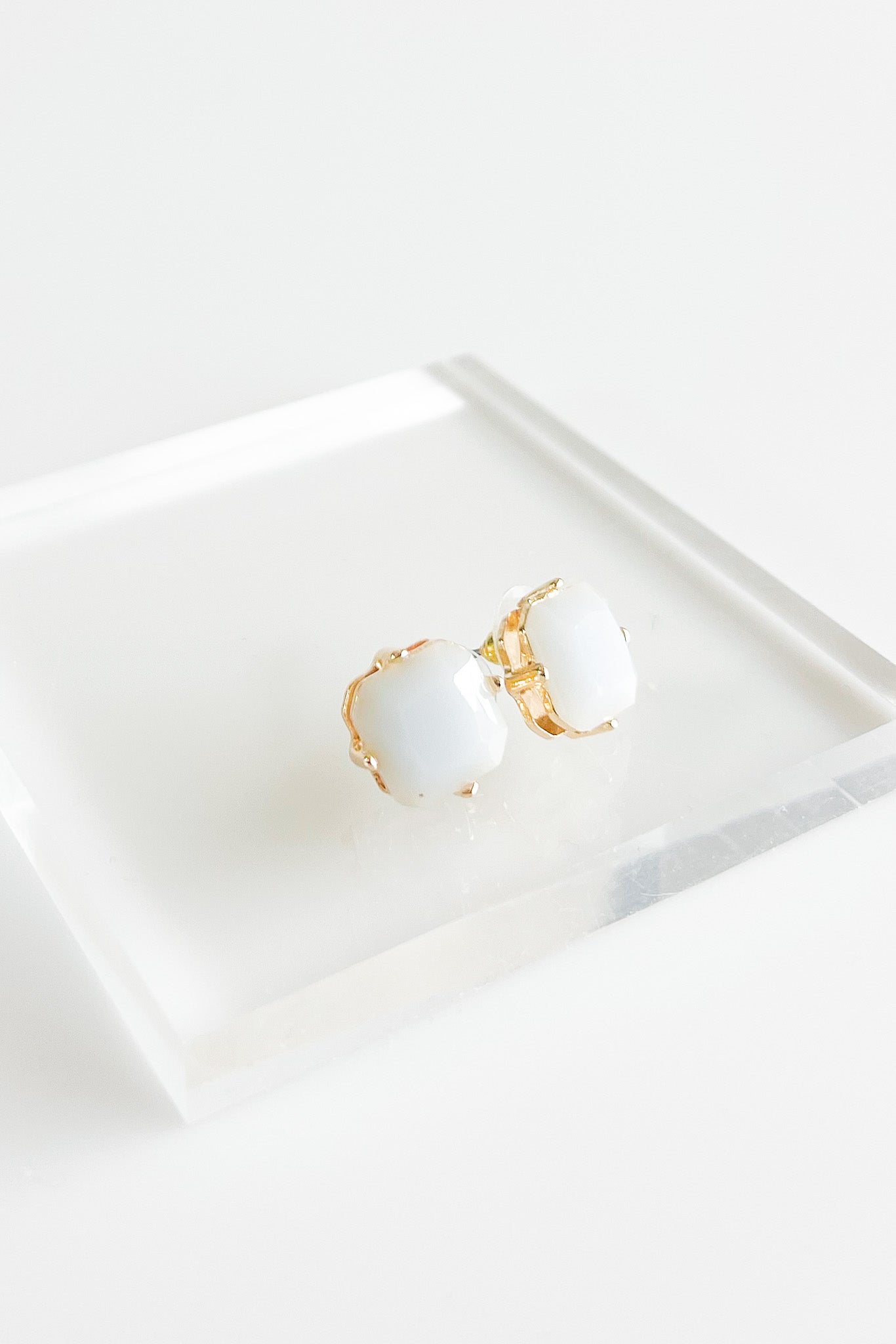 Marabella Statement Square Earring - Chalcedony-230 Jewelry-Golden Stella-Coastal Bloom Boutique, find the trendiest versions of the popular styles and looks Located in Indialantic, FL