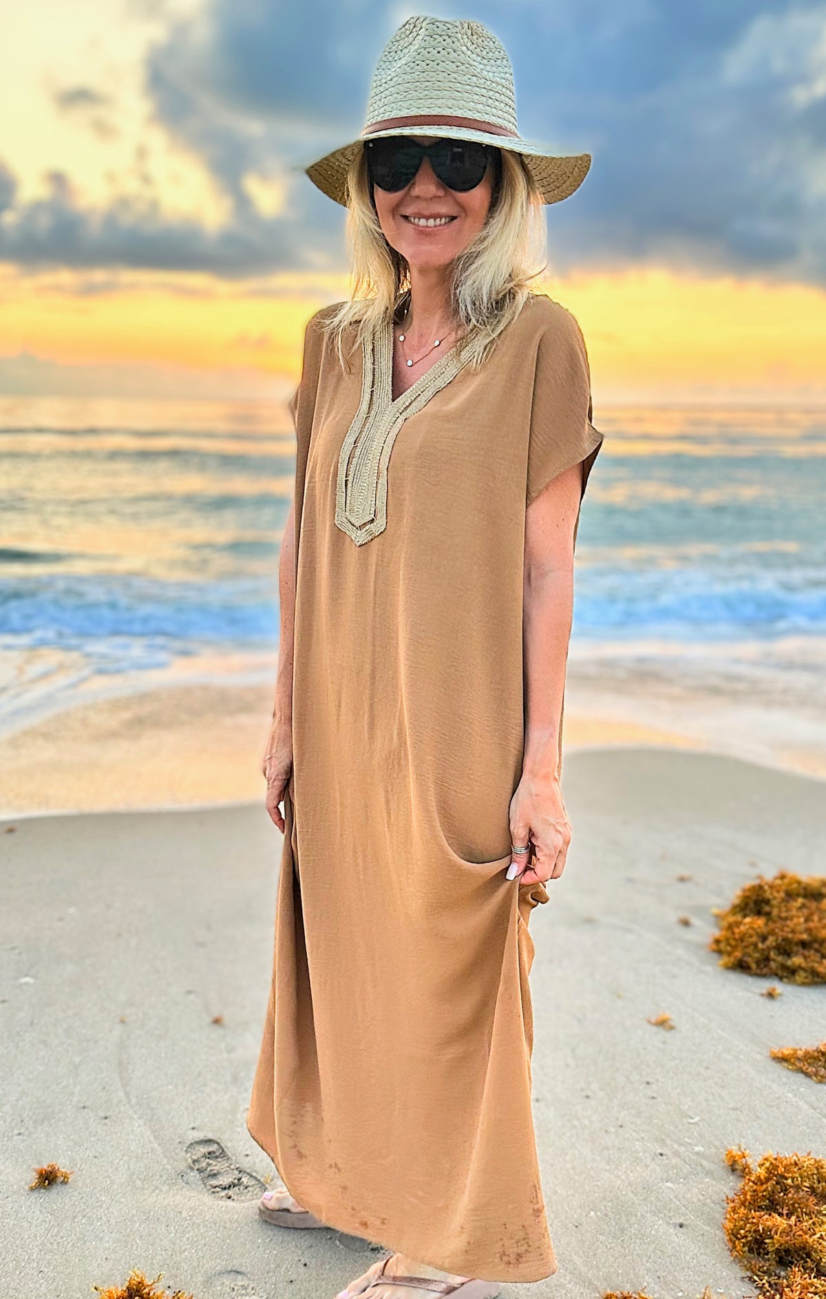 Greek Goddess Kaftan Dress - Camel-200 dresses/jumpsuits/rompers-Venti6 Outlet-Coastal Bloom Boutique, find the trendiest versions of the popular styles and looks Located in Indialantic, FL