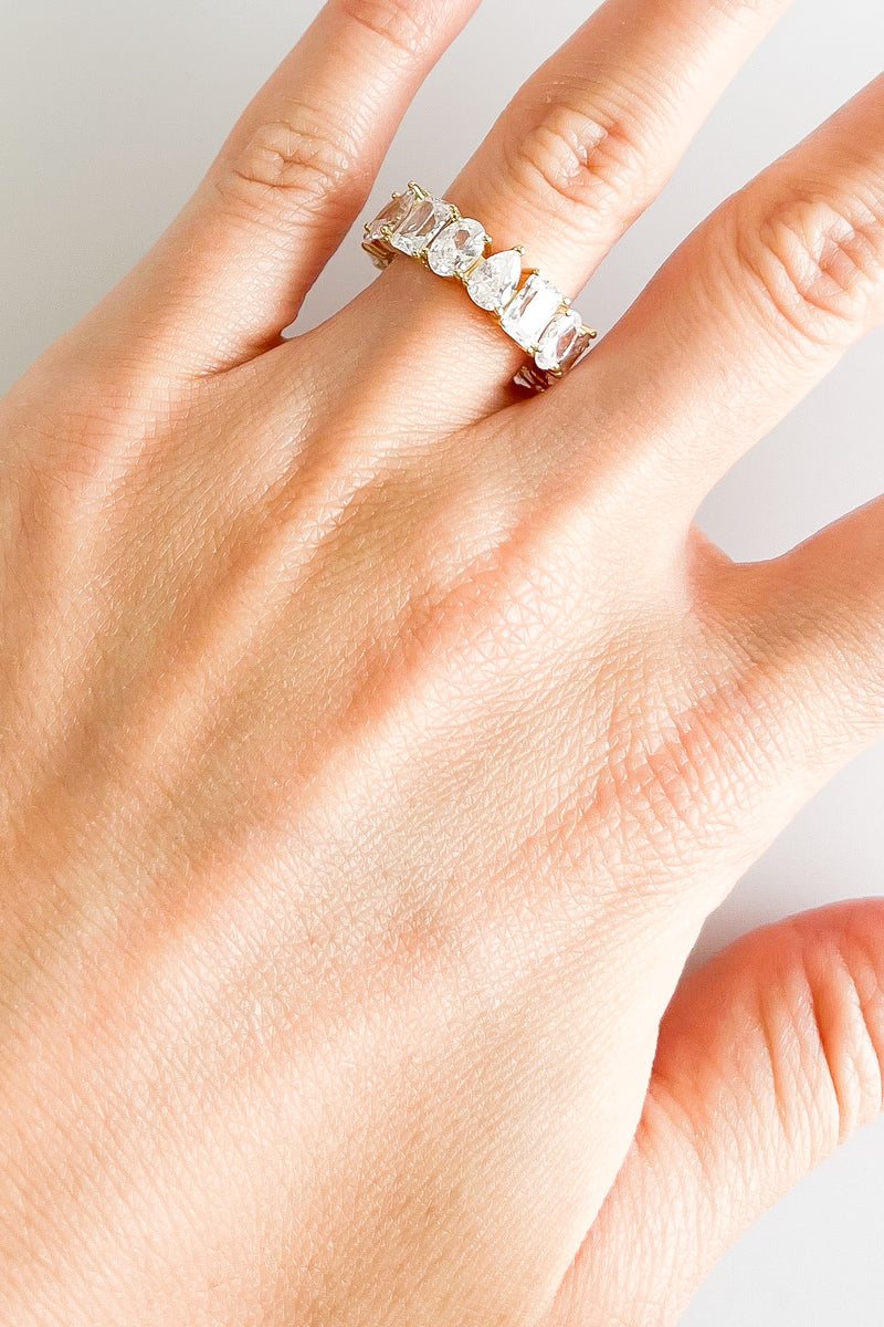 Sterling Silver Eternity Emerald Pear Ring - Gold-230 Jewelry-NYC-Coastal Bloom Boutique, find the trendiest versions of the popular styles and looks Located in Indialantic, FL