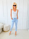 Italian Wish List Jogger - Sky Blue-180 Joggers-Italianissimo-Coastal Bloom Boutique, find the trendiest versions of the popular styles and looks Located in Indialantic, FL