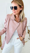 Biker Jacket - Blush-160 Jackets-Zenana-Coastal Bloom Boutique, find the trendiest versions of the popular styles and looks Located in Indialantic, FL