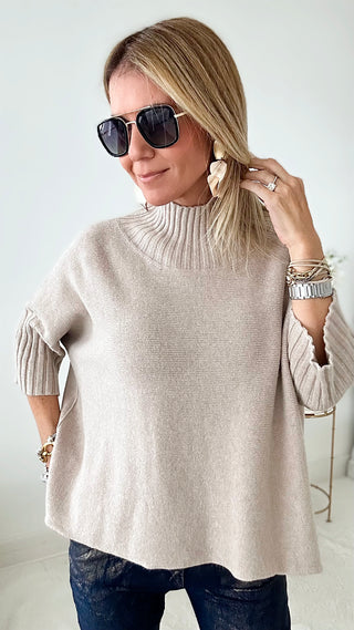 Break Free Italian Sweater Top - Sand-140 Sweaters-Italianissimo-Coastal Bloom Boutique, find the trendiest versions of the popular styles and looks Located in Indialantic, FL