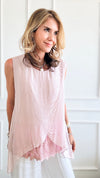 Sheer Sophistication Italian Top - Blush-110 Short Sleeve Tops-Italianissimo-Coastal Bloom Boutique, find the trendiest versions of the popular styles and looks Located in Indialantic, FL