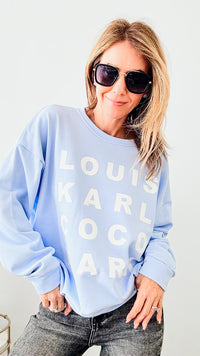 LKCM Italian Sweatshirt - Sky Blue-140 Sweaters-Germany-Coastal Bloom Boutique, find the trendiest versions of the popular styles and looks Located in Indialantic, FL