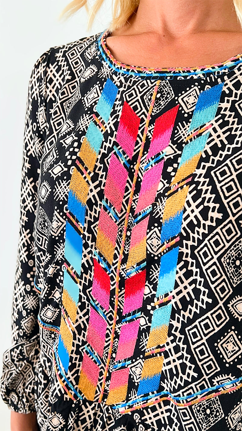 Trail Ends Embroidered Blouse-130 Long Sleeve Tops-Andree By Unit-Coastal Bloom Boutique, find the trendiest versions of the popular styles and looks Located in Indialantic, FL