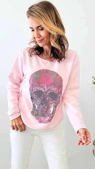 CB CUSTOM Pink Skull Classic Sweatshirt-130 Long Sleeve Tops-HOLLY / CB-Coastal Bloom Boutique, find the trendiest versions of the popular styles and looks Located in Indialantic, FL