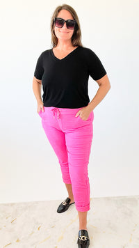 Curvy Love Endures Italian Jogger - Pink-180 Joggers-Yolly-Coastal Bloom Boutique, find the trendiest versions of the popular styles and looks Located in Indialantic, FL