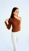 One Shoulder Polka Dot Knit Top-140 Sweaters-entro-Coastal Bloom Boutique, find the trendiest versions of the popular styles and looks Located in Indialantic, FL