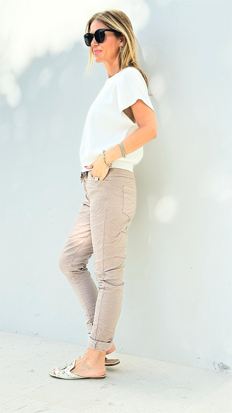 Love Endures Italian Jogger - Dark Taupe-180 Joggers-Italianissimo-Coastal Bloom Boutique, find the trendiest versions of the popular styles and looks Located in Indialantic, FL