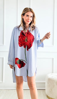 Silk Bloom Italian Flower Tunic-170 Bottoms-Germany-Coastal Bloom Boutique, find the trendiest versions of the popular styles and looks Located in Indialantic, FL