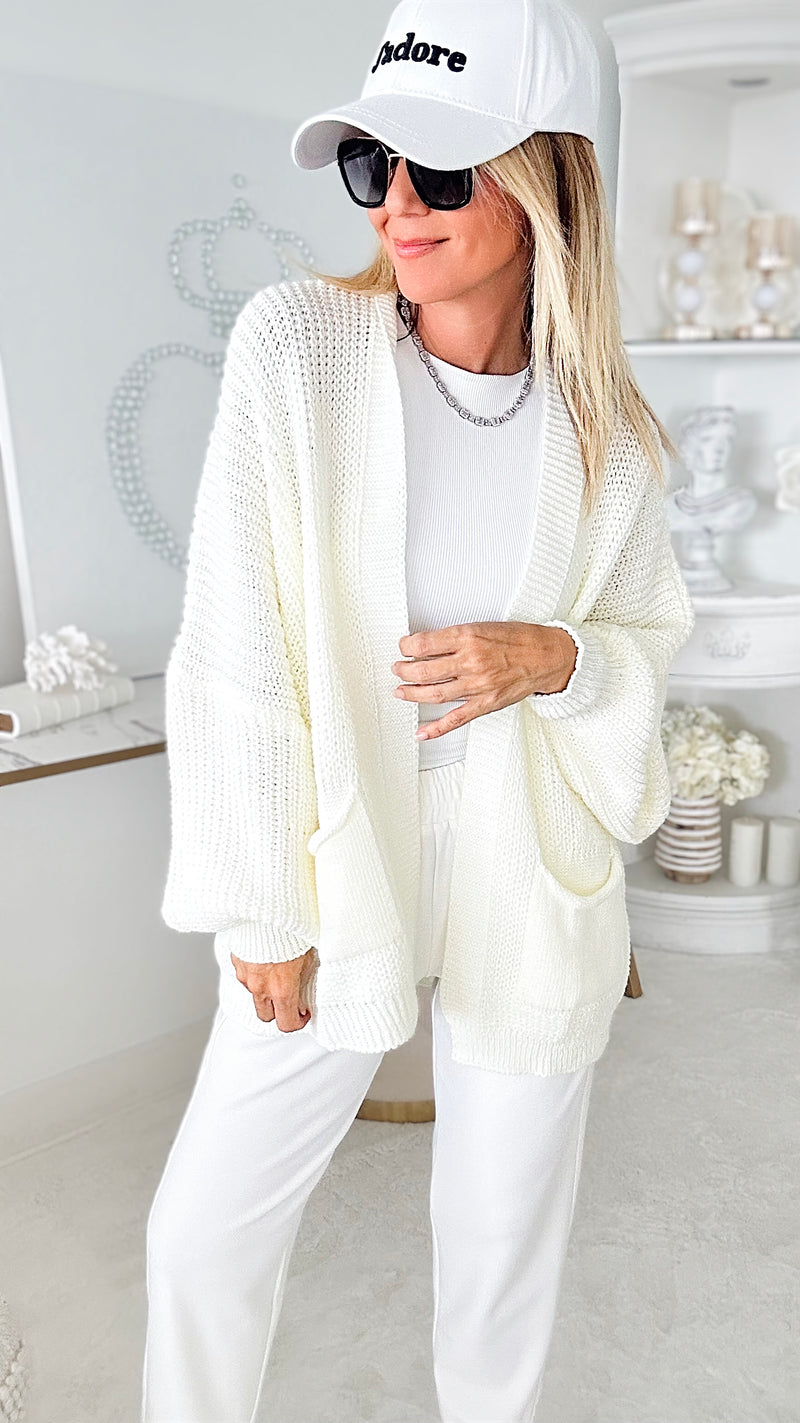 Sugar High Italian Cardigan- Off White-150 Cardigans/Layers-Italianissimo-Coastal Bloom Boutique, find the trendiest versions of the popular styles and looks Located in Indialantic, FL