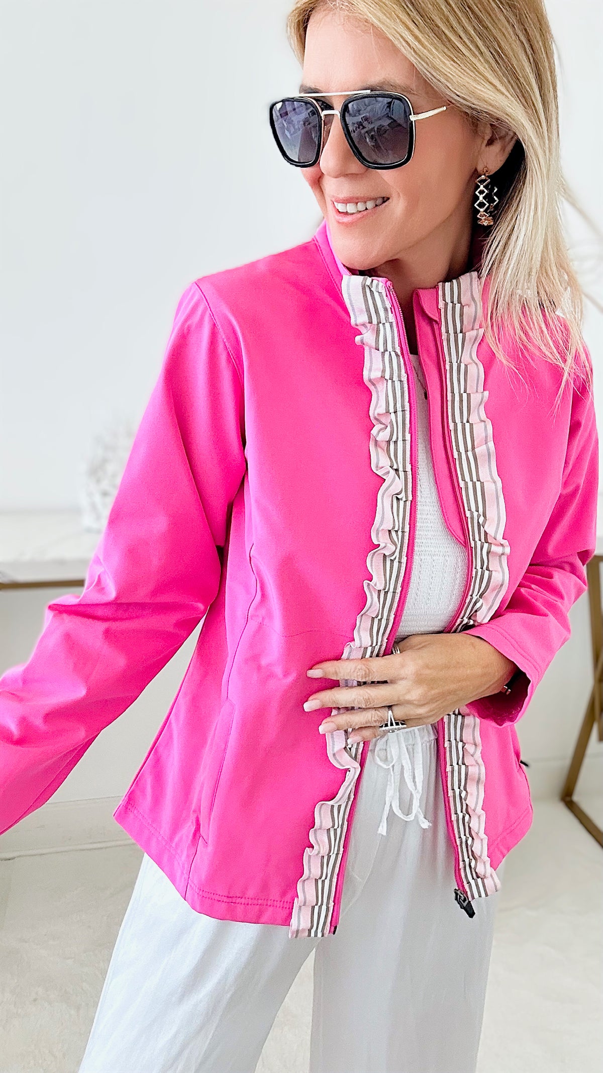 Sailor Soft Shell Jacket - Fuchsia-160 Jackets-Pearly Vine-Coastal Bloom Boutique, find the trendiest versions of the popular styles and looks Located in Indialantic, FL