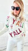 Y'ALL Ready For This Sweatshirt - Off White-150 Cardigans/Layers-Blue B-Coastal Bloom Boutique, find the trendiest versions of the popular styles and looks Located in Indialantic, FL