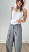 Back to Work Trousers - Grey-170 Bottoms-GIGIO-Coastal Bloom Boutique, find the trendiest versions of the popular styles and looks Located in Indialantic, FL