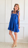 Tie Shoulder Dress - Royal Blue-200 dresses/jumpsuits/rompers-Gigio-Coastal Bloom Boutique, find the trendiest versions of the popular styles and looks Located in Indialantic, FL