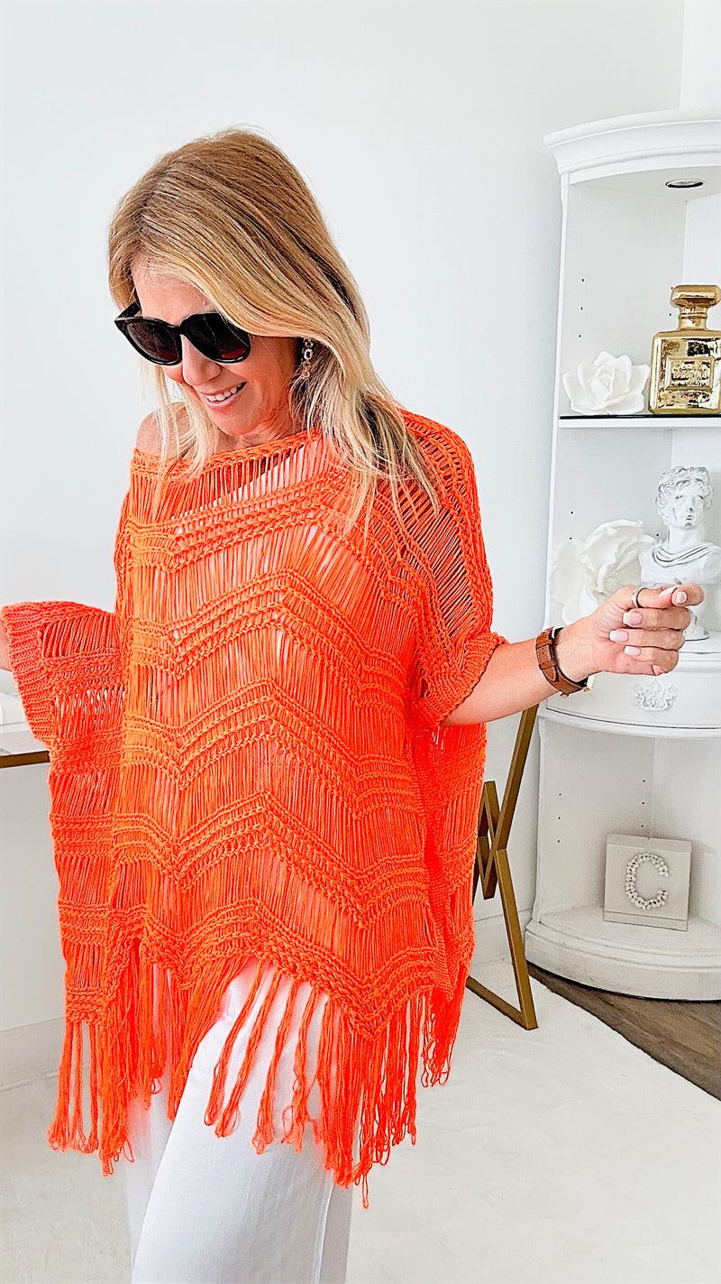 Italian Boho Fringe Bottom Crochet Top - Orange-Germany-Coastal Bloom Boutique, find the trendiest versions of the popular styles and looks Located in Indialantic, FL