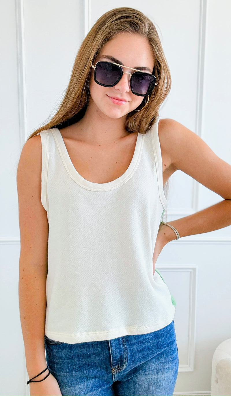 Sleeveless Contrast Tank Top-100 Sleeveless Tops-BucketList-Coastal Bloom Boutique, find the trendiest versions of the popular styles and looks Located in Indialantic, FL