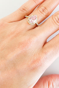 Sterling Silver Pear Halo Ring - Pink-230 Jewelry-NYC-Coastal Bloom Boutique, find the trendiest versions of the popular styles and looks Located in Indialantic, FL