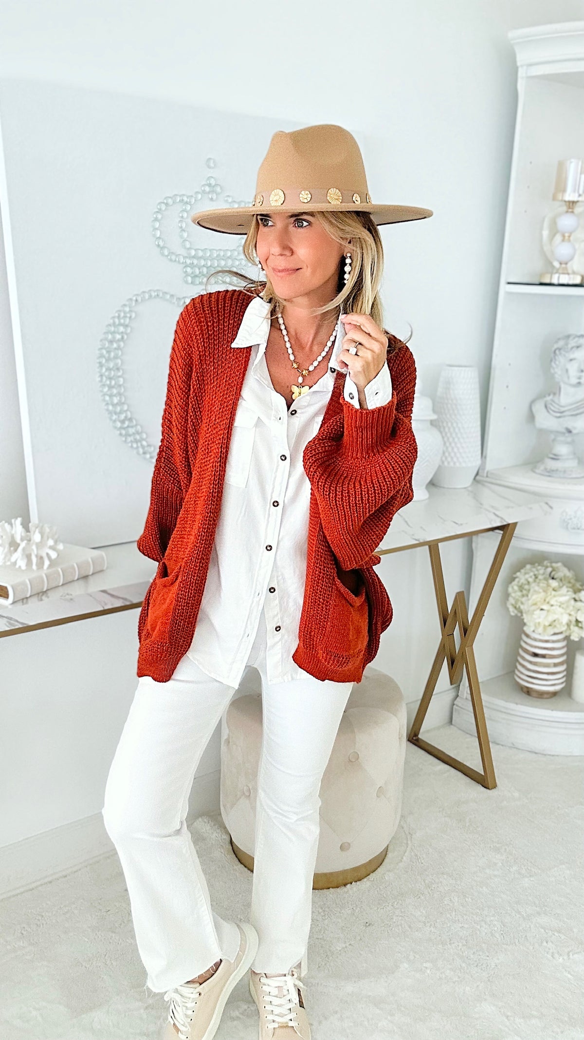 Sugar High Italian Cardigan-Rusted Red-150 Cardigans/Layers-Yolly-Coastal Bloom Boutique, find the trendiest versions of the popular styles and looks Located in Indialantic, FL