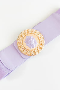 Fierce Medallion Elastic Belt - Lavender-260 Other Accessories-ICCO ACCESSORIES-Coastal Bloom Boutique, find the trendiest versions of the popular styles and looks Located in Indialantic, FL