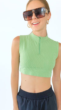 Geo Spiral Half-Zip Active Top - Green-170 Bottoms-Mono B-Coastal Bloom Boutique, find the trendiest versions of the popular styles and looks Located in Indialantic, FL