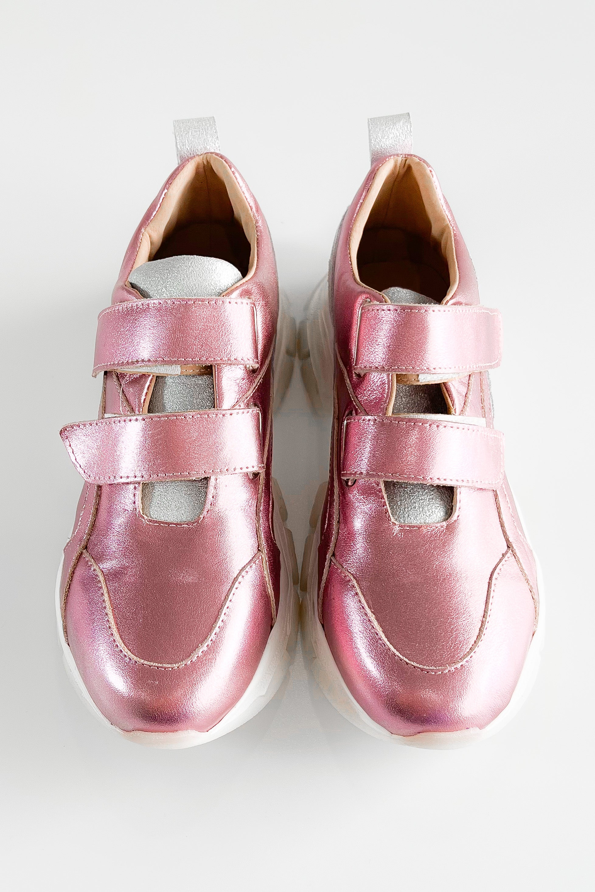 Genuine Leather CB Exclusive Velcro Sneakers - Metal Pink/Silver-250 Shoes-PMK Shoes-Coastal Bloom Boutique, find the trendiest versions of the popular styles and looks Located in Indialantic, FL