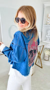 CB Exclusive Cropped Skull Denim Top-160 Jackets-Holly-Coastal Bloom Boutique, find the trendiest versions of the popular styles and looks Located in Indialantic, FL