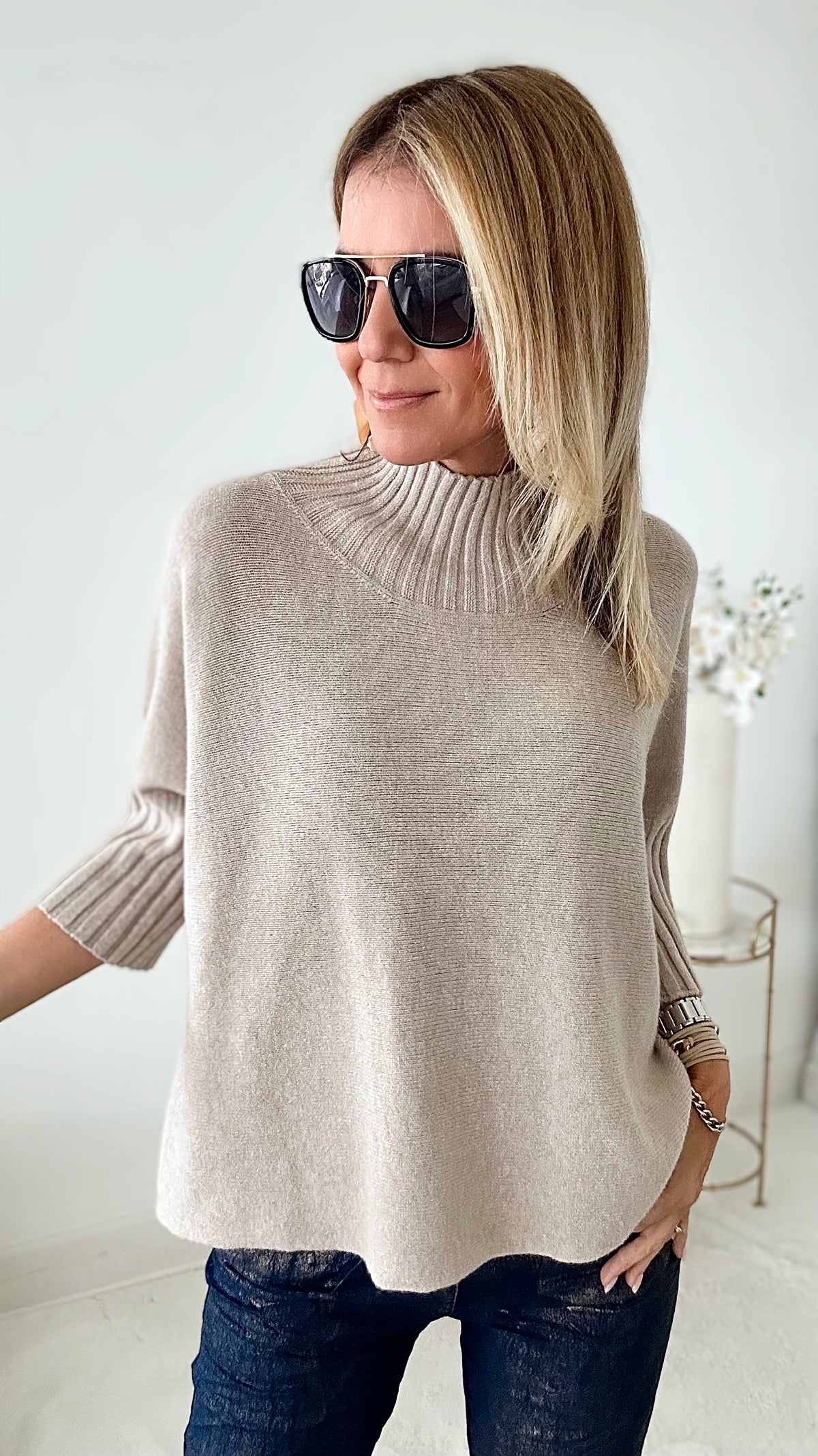 Break Free Italian Sweater Top - Sand-140 Sweaters-Germany-Coastal Bloom Boutique, find the trendiest versions of the popular styles and looks Located in Indialantic, FL